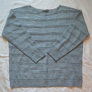 SHEIN Heather Gray Textured Crew Neck Sweater